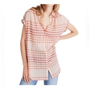 MADEWELL Top Oversized Button Front Short Sleeve XXL Plus